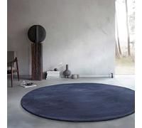 Wecon Home Basics Tapis moelleux à poils longs, design élégant et élégant pour salon, chambre à coucher et plus encore, Anna (100 cm, rond, bleu foncé)