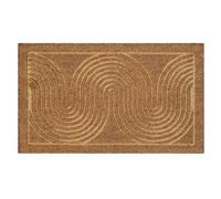Wecon Home Retro Flow Paillasson naturel 40 x 60 cm | Paillasson tendance en 100 % coco avec motif vagues, facile d'entretien et antidérapant