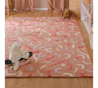 Wecon Home Tapis Enfant Confetti - Tapis ludique à Relief Haut-Bas - en Laine Vierge - certifié Oeko-TEX + GoodWeave - Doux, Facile d'entretien & pour Chambre Enfant (140 x 200 cm, Rose Ancien)