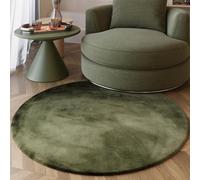 Wecon Home Tapis moderne à poils longs très moelleux de la marque Esprit parfait pour le salon, la chambre à coucher et plus - Alice (150 cm, rond, olive)