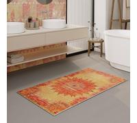 WECONhome Tapis de bain vintage lavable et antidérapant avec motif oriental - Accessoire salle de bain - Élégance et confort pour chaque salle de bain - Guérison (60 x 100 cm, jaune)