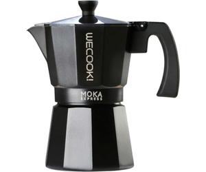 WECOOK! Bella Cafetière Italienne Moka en Aluminium, 1 Tasse (50 ml), Joint Silicone et Soupape de Sécurité, Compatible Gaz, Électrique et Vitrocéramique - Non Compatible Induction