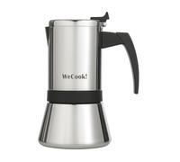 WECOOK! Cafetière italienne en acier inoxydable 18/10 pour induction 4 tasses - espresso/moka - poignée Soft-Touch en bakélite - soupape de sécurité en nickel - cuillère doseuse incluse