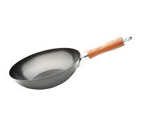 WECOOK! Carbono Wok à Induction 28 cm, Antiadhésif Titane QUANTANIUM Écologique à 3 Couches sans PFOA, Acier au Carbone, Poignée Imitation Bois, Vitrocéramique, Gaz, Lave-Vaisselle
