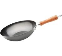 WECOOK! Carbono Wok à Induction 32cm, Antiadhésif Titane QUANTANIUM Écologique à 3 Couches sans PFOA, Acier au Carbone, Poignée Imitation Bois, Vitrocéramique, Gaz, Lave-Vaisselle