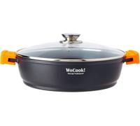 WECOOK Ecochef Casserole Basse, Induction, Couvercle en Verre 30cm, Antiadhésive QUANTANIUMT sans PFOA, Fonte d'Aluminium, Épaisseur 5 mm, Poignées en Silicone, Vitrocéramique, Gaz, Four
