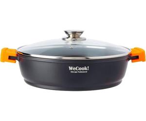 WECOOK Ecochef Casserole Basse, Induction, Couvercle en Verre 30cm, Antiadhésive QUANTANIUMT sans PFOA, Fonte d'Aluminium, Épaisseur 5 mm, Poignées en Silicone, Vitrocéramique, Gaz, Four