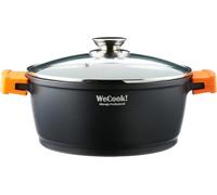 WECOOK Ecochef Casserole Profonde, Induction, Couvercle en Verre 24cm, Antiadhésive QUANTANIUM sans PFOA, Fonte d'Aluminium, Épaisseur 5mm, Poignées en Silicone, Vitrocéramique, Four
