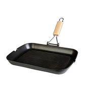 WECOOK! Ecostone Poêle à Griller Induction Ondulé, 34 x 24 cm, Antiadhésive ILAG Écologique sans PFOA, Fonte d'Aluminium, Épaisseur 5 mm, Poignée en Bois Pliable, Vitrocéramique, Gaz