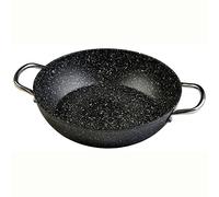 WECOOK! Granite Casserole basse induction complète 20 cm, aluminium forgé 1,5 litre, antiadhésive écologique pierre sans PFOA, poignées acier rivetées, convient à toutes les cuisines, vitrocéramique