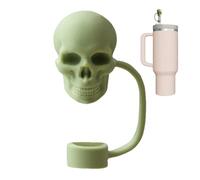 Wectirc Capuchons de paille en forme de crâne pour gobelets, décorations en silicone pour Halloween, têtes de squelette mignonnes pour paille de 10 mm