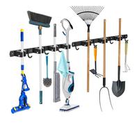 WECUTE 2 Pièces Porte Balais Mural Accroche, Support Mural Balais Acier Inoxydable pour Cuisine, Garage,Jardin, Salle de Bain (Noir)