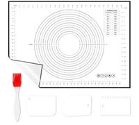 WECUTE Tapis Silicone Patisserie avec 3 Grattoirs 1 Brosses, 70 x 50cm Antidérapant Ustensiles à Pâtisserie Tapis Cuisson Mesurable Plaque Accessoire pour Pâte (Noir)