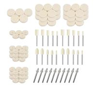 WEDAMOO 100 Pièces Roue de Polissage Compatible pour Dremel, Accessoires de Polissage pour Outils Rotatifs, Roue de Polissage en Laine avec Tige 1/8", pour Polir Métal, Verre, Bijoux