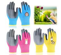 WEDAMOO 3 Paires Gants de Jardinage pour Enfants,Safety Gant de Jardinage pour Enfants 3-5 Ans,Gants de Travail pour Enfant avec Revêtement en Latex Antidérapant pour Filles Garçons Camping Jardinage