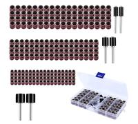 WEDAMOO Lot de 222 manchons de ponceuse à tambour, y compris 216 manchons de bande de ponçage des ongles (grain 80/120) et 6 mandrins de tambour en caoutchouc, pour outil rotatif Dremel polissage
