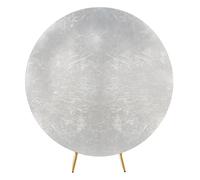 WedDecor 1,50 m (4,9 pi) Toile de fond ronde argentée brillante en élasthanne réglable résistante aux plis à couleur unie pour photographie, décoration, mariage, anniversaire, événements, banquet