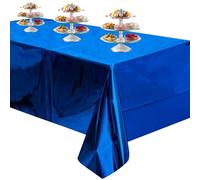 WedDecor 1 nappe de fête en feuille d'aluminium, imperméable, résistante à l'huile et facile à nettoyer, pour Noël, anniversaire, mariage, décoration de fête, bleu, 137 x 274 cm