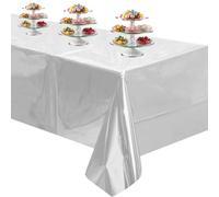 WedDecor 1 nappe de fête en feuille d'argent, 137 x 274 cm, imperméable et résistante à l'huile facile à nettoyer, nappe jetable pour Noël, anniversaire, mariage, décoration de fête