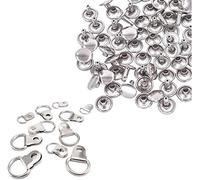 WedDecor 10mm Anneau en D Cadre Photo Crochets Mural Crochet Boucle & 6mm Double Capuchon Rivet Bandes Fixations de Fixations Hardware pour Suspendu Cadres, Miroirs, Artisanat Bricolage, 100pcs