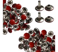 WedDecor 10mm Double Casquette Rivets Tubulaire Métal pour Clous Cuir Artisanat,Vêtements Réparation,Chapeau,Chaussures Couture,Décoration 100pcs - Rouge, 10mm