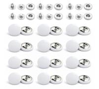 Weddecor 15mm Boutons Pression Grand 4 Parties Presse Clous sans Couture Boutons pour Maroquinerie, Couture, Vestes, Chemises, Tissu Réparation DIY Projets, 10pcs - Blanc, 50pcs