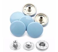 Weddecor 15mm Boutons Pression Grand 4 Parties Presse Clous sans Couture Boutons pour Maroquinerie, Couture, Vestes, Chemises, Tissu Réparation DIY Projets, 10pcs - Bleu Gris, 10pcs