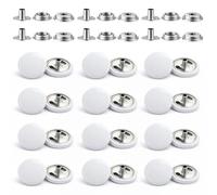 Weddecor 15mm Brillant Marine Boutons Pression Grand 4 Parties Presse Clous sans Couture Boutons pour Maroquinerie, Couture, Vestes, Chemises, Tissu Réparation DIY Projets - Blanc, 15mm
