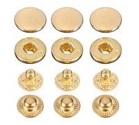 WedDecor 15mm S Printemps Boutons-Pression 4 Part, Durable et Léger, Métal Boutons Pression pour Vestes, Jeans, Cuir Artisanat, Sangles et Tissu Réparation - Or, 10pcs