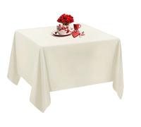 WedDecor - 178 x 178cm carré Blanc Coton Nappe Polyester Housse pour Mariage, Anniversaire, fête Affiche Les événements banquets et Restaurants, Tissu, 70" X 70"- Ivory, 1