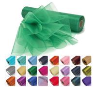 Weddecor 25m X 29cm Neige Organza Pur Rouleaux à Paillettes Tissu pour Cadeau Paquet, Emballage, Scrapbook, Arts et Artisanats, Décoration pour Fête, Blanc - Vert Chasse