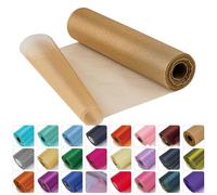 Weddecor 25m X 29cm Neige Organza Pur Rouleaux à Paillettes Tissu pour Cadeau Paquet, Emballage, Scrapbook, Arts et Artisanats, Décoration pour Fête, Blanc - Champagne Doré
