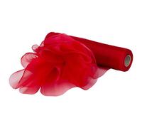 WedDecor 25m X 29cm Neige Organza Pur Rouleaux Paillette Tissu pour Mariage Décoration, Chaise et Table Arrière Goutte, Noeuds, Drapage, Écharpe, Blanc - Rouge