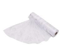 WedDecor 25m X 29cm Neige Transparent Blanc Flocons de Neige,Organza Rouleau Écharpe Paillette Tissu pour Chemin Table Mariage & Noël Décoration,Chaise Housse Noeuds,Fête Faveurs,Crafting Fournitures