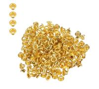 Weddecor 2mm Noir Œillets Laiton Passages avec Rondelles pour Tissu, Travail Du Cuir, Couture Projets, Sacs, Scrapbooking, Diy Projets, 100pcs - Or, 2MM-100