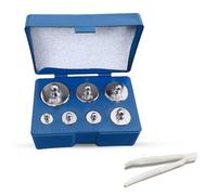 WedDecor 500g, Ensemble de 7 Poids de Calibration en Acier Inoxydable avec Pinces pour Balance Numérique, Balance de Poche, Bijoux, Cuisine et Laboratoire - Poids de Calibration Précis Chromé