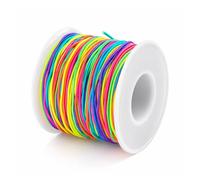 Weddecor 500m X 1mm Blanc Corde Bordure Élastique, Finition Lisse Couture Fil pour Tricotage, Arts & Artisanat Accessoires, Jwellery Faisant, Tissu - Arc en Ciel, 100M