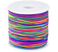 Weddecor 500m X 1mm Blanc Corde Bordure Élastique, Finition Lisse Couture Fil pour Tricotage, Arts & Artisanat Accessoires, Jwellery Faisant, Tissu - Arc en Ciel, 100M