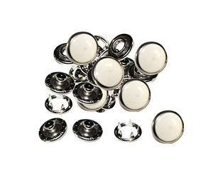 WedDecor 9.5mm Perle Blanc à Pression Boutons à Pression Presse Clous Laiton Mâchoire Bague Éléments de Fixation pour Décore Bébé Bavettes & Vêtements, Maroquinerie, Sacs à Main, DIY Projet