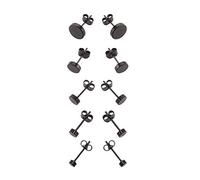 WedDecor Acier Inoxydable 3mm-8mm Noir Boucles d'oreilles Clous Néc Hommes Et Femmes Piercing Rond Bijoux Mode Accessoire - Noir