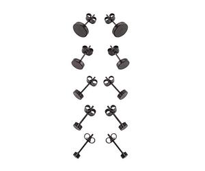 WedDecor Acier Inoxydable 3mm-8mm Noir Boucles d'oreilles Clous Néc Hommes Et Femmes Piercing Rond Bijoux Mode Accessoire - Noir