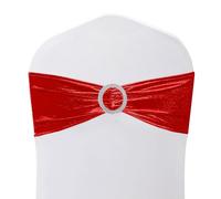 WedDecor Aqua Blue 15cm X 70cm Spandex Chaise Bandes Écharpe Nœud Élastiques avec Boucle Curseur pour Mariage Fête Housses Chaise Décoration Fêtes Fournitures (Simple) - Rouge Brillant, 10