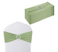 WedDecor Aqua Blue 15cm X 70cm Spandex Chaise Bandes Écharpe Nœud Élastiques avec Boucle Curseur pour Mariage Fête Housses Chaise Décoration Fêtes Fournitures (Simple) - Vert Sauge, 10