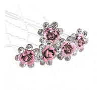 weddecor argent barette cheveux avec Strass Rose Design fleur & Strass Mariage Noces clips pour femmes & FILLES TOUT TYPE DE CHEVEUX - Rose, 20