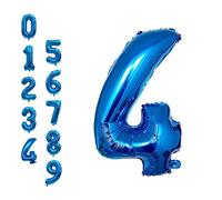 Weddecor Ballon gonflable à hélium en forme de chiffre « 4 » - 81,3 cm - Pour anniversaires, fêtes du Nouvel An, numéros de table, ballons géants, dégonflés - Bleu