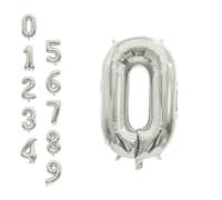 WedDecor Ballons en aluminium de 40,6 cm en forme de chiffre 0 auto-gonflants pour fêtes d'anniversaire, décorations de Nouvel An, anniversaires de mariage, fournitures de fête, argent