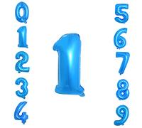 WedDecor Ballons en aluminium de 40,6 cm en forme de chiffre 1 auto-gonflants pour fêtes d'anniversaire, décorations de Nouvel An, anniversaires de mariage, fournitures de fête, bleu