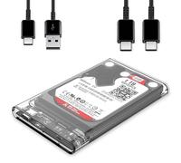 WedDecor Boîtier externe pour disque dur 2,5", USB 3.1 Type C SATA HDD/SSD Boîtier externe noir, support UASP, boîtier externe sans outils, compatible Windows, Linux, MacOS, PS4, Xbox, transparent