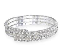 WedDecor Bracelet manchette à trois rangées de strass en forme de spirale pour le haut du bras - Accessoire de mode pour femmes, filles, bals, événements spéciaux, 3 Row, Verre