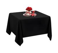 WedDecor Carré Nappe Housse Polyester Coton pour Banquet, Fête, Mariage, Dîner,Anniversaire,Décor Maison, Noir - Noir, 70" x 70"- 1